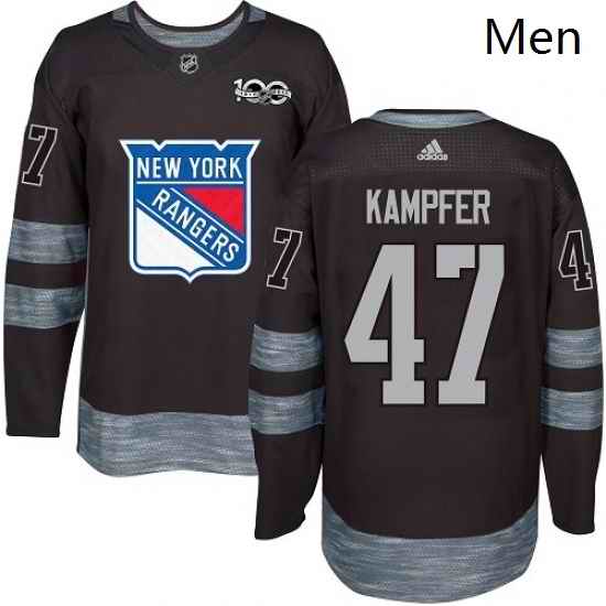 Mens Adidas New York Rangers 47 Steven Kampfer Authentic Black 1917 2017 100th Anniversary NHL Jersey